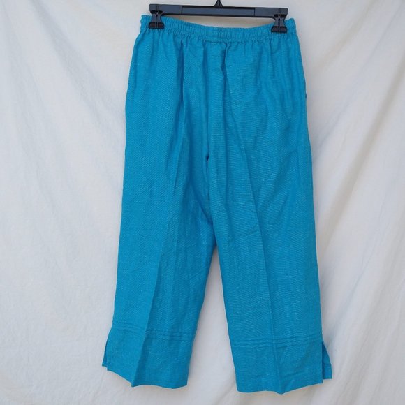 Erin London Blue Silk Linen Capris - Small - Picture 2 of 7